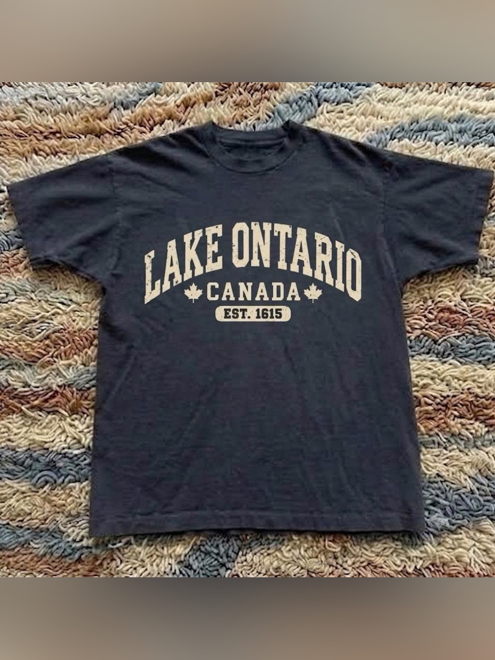 Vintage Lake Ontario Canada Short-Sleeve Graphic Tee - Black